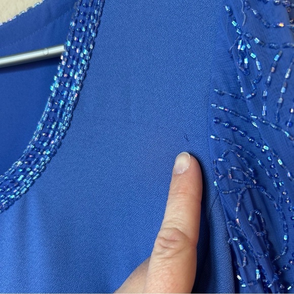 Mother Of The Bride Dress Size Medium Blue Iris Knee Length W Beading Jack Bryan - Picture 5 of 15
